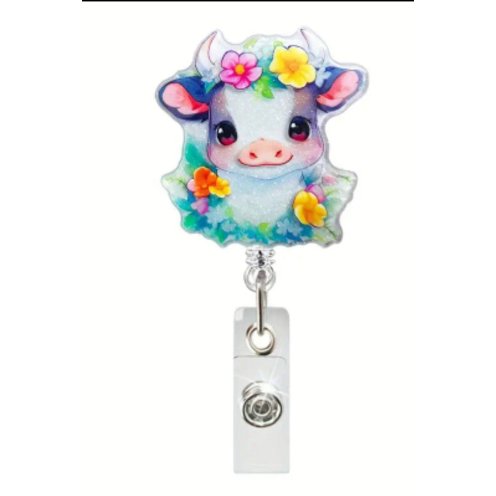 Cow Badge Holder White